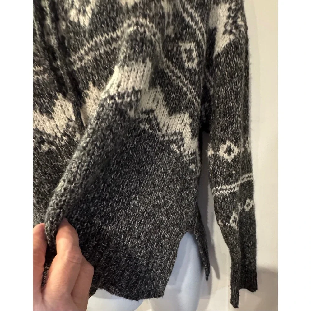 mi ami Women's M Grey Fair Isle Turtleneck Sweater Pullover Forever 21 - Picture 4 of 10